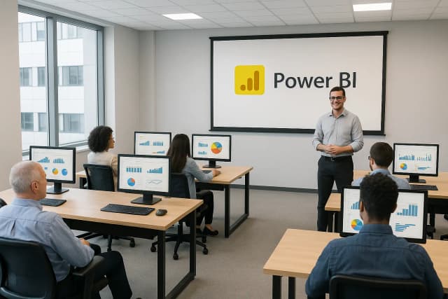 Modern Power BI training facility at Skill Nexus Abu Dhabi with computers and professional instructors